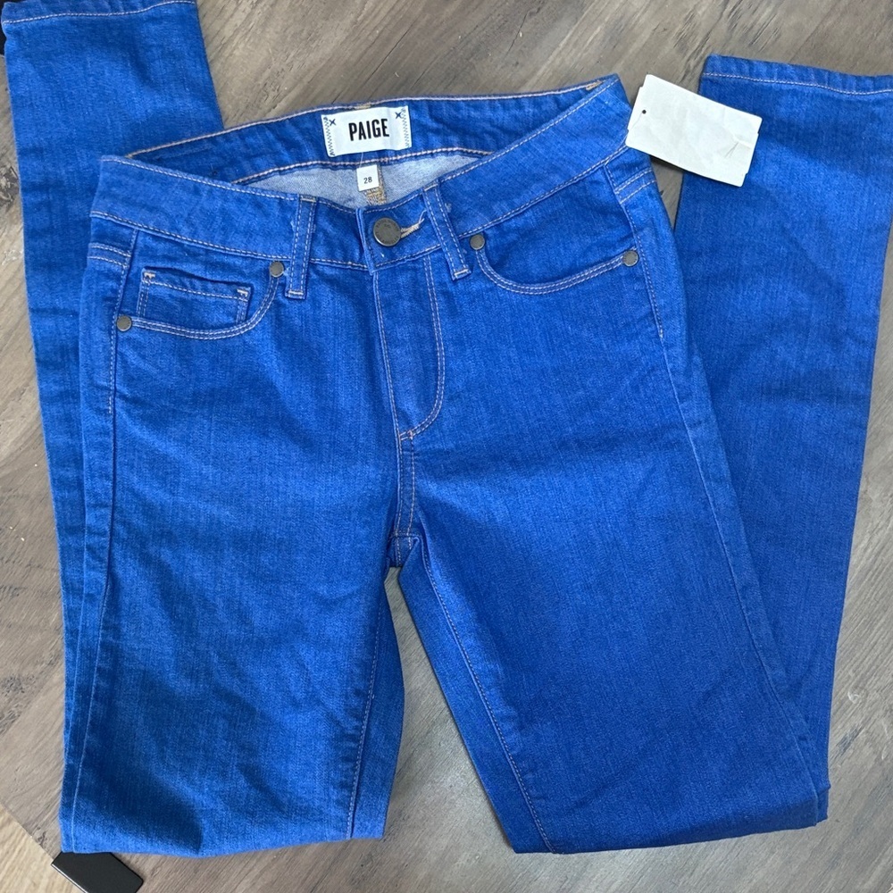 PAIGE Women's Vibrant Blue Skinny Jeans